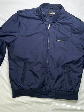 Vintage Members Only Bomber Jacket Mens Large Blue Quilted Lined
